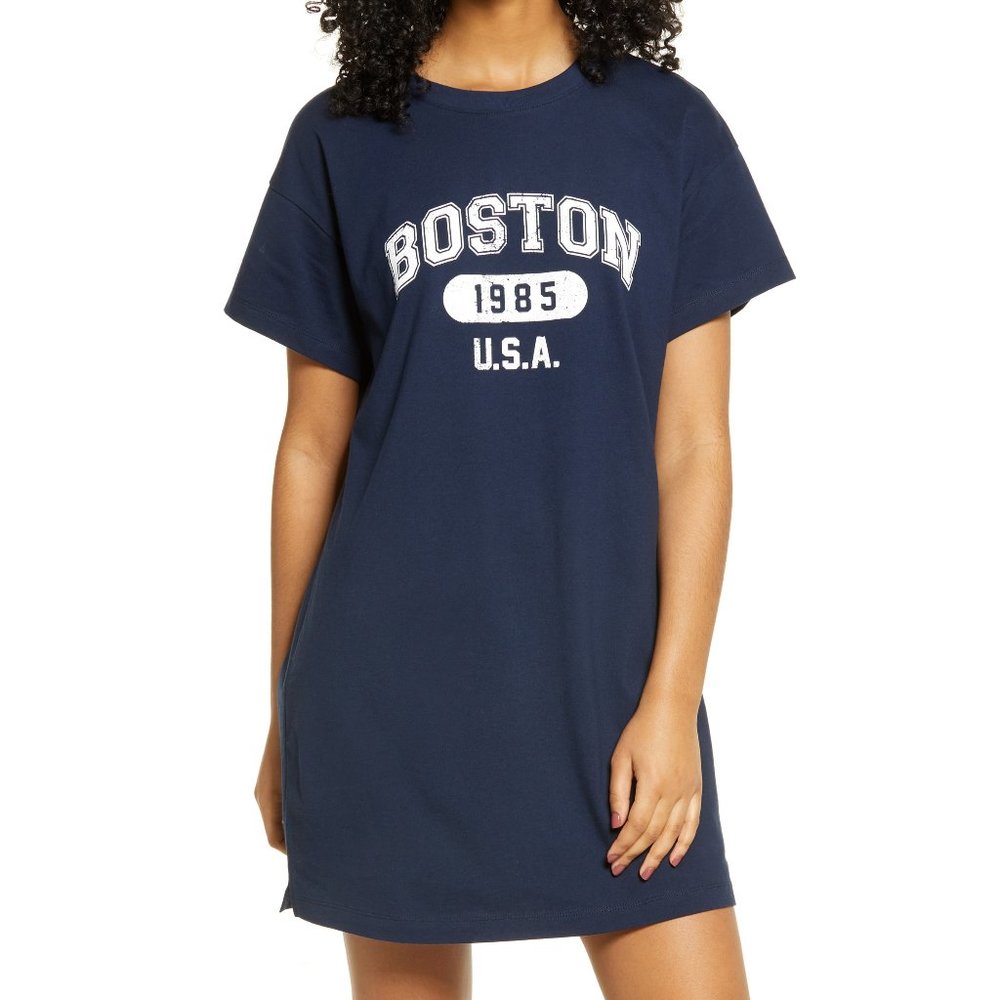 NWT Womens Bp. Pullover Short Sleeve Crewneck T-Shirt Dress Blue Size S $40 G303